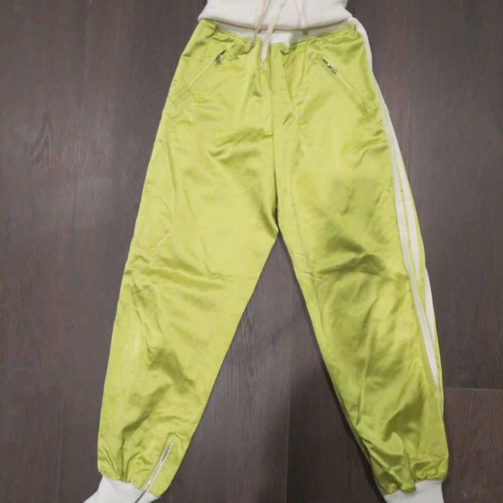 New Atos Lombardini Lime Green Fashion Striped Track Jogger Pants Sz 42 / S-M